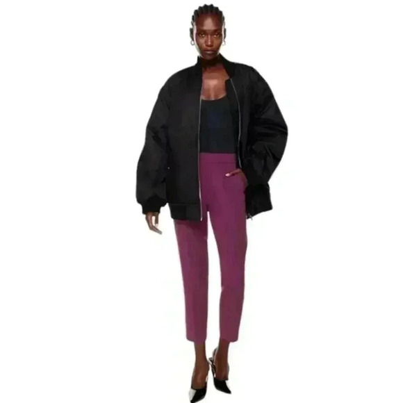 Babaton Modesto Pant Pinstripe High-waisted  Trouser Purple White Women's size 4 - Picture 1 of 12